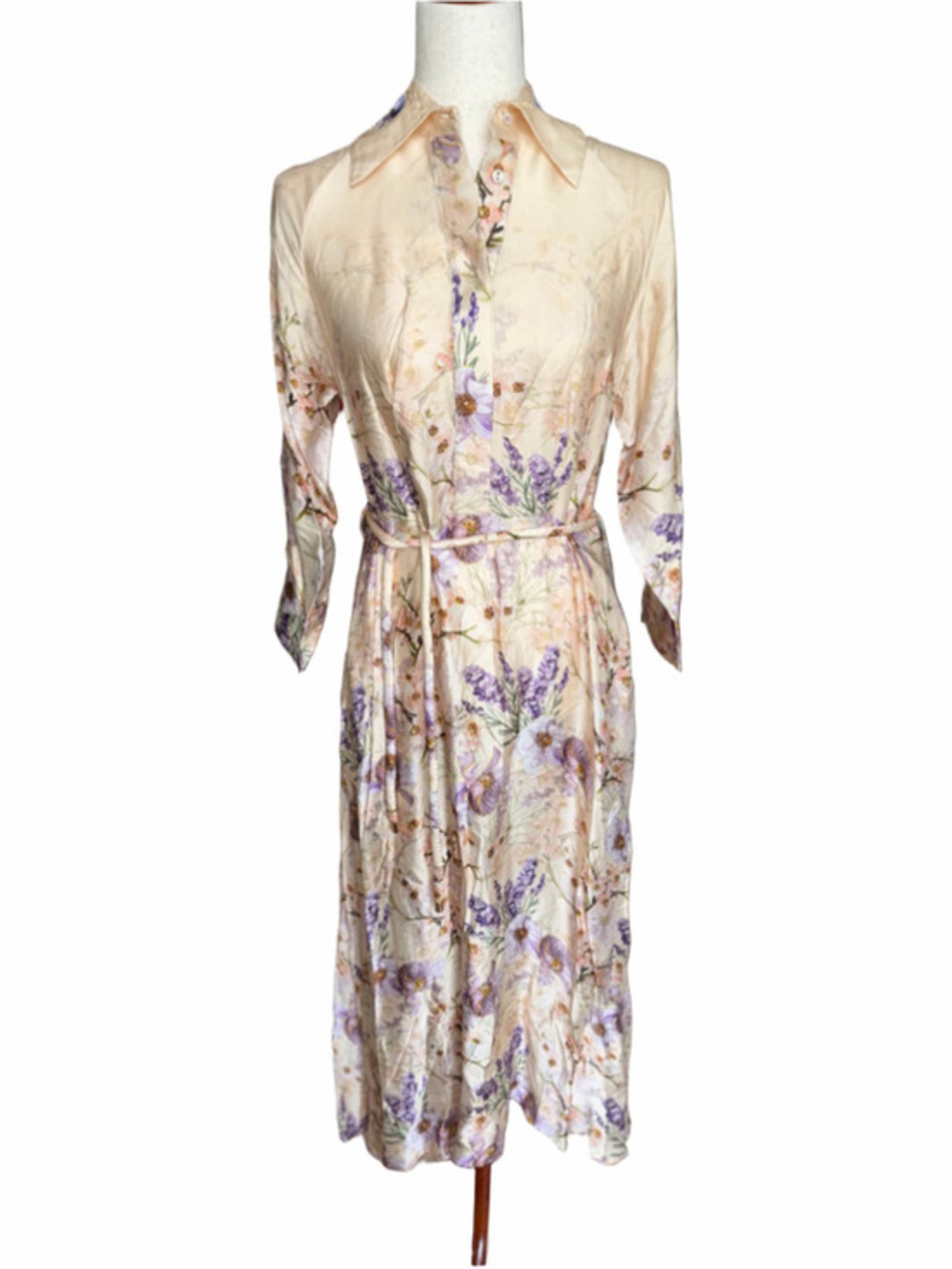 Women's Dream Catcher Floral Maxi Dress, Size 38, Beige and Purple